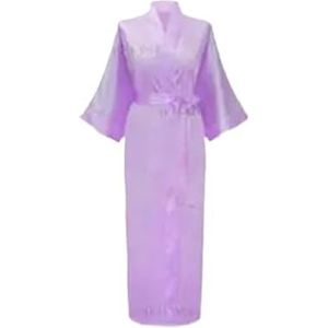 OZLCUA Satijnen badjas plus size rayon badjas dames kimono satijn lange gewaad sexy lingerie klassieke nachtjapon nachtkleding met riem nachtkleding badjas, Lavendel, 4XL