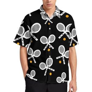 I Love Tennis Zomer Heren Shirts Casual Korte Mouw Button Down Blouse Strand Top met Pocket XS