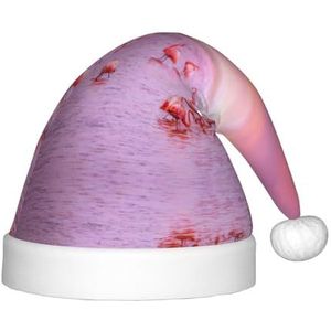 OdDdot roze flamingo's print Pluche Kerstman Hoeden, Kerst Kerstman Hoed, Xmas Hoed voor Kinderen Jaar Kinderen Kerstfeest Gunsten