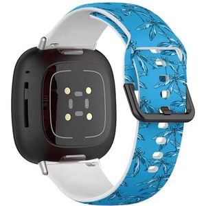 Zachte sportband compatibel met Fitbit Sense / Sense 2 / Versa 4 / Versa 3 (blauwe libel) siliconen armband accessoire