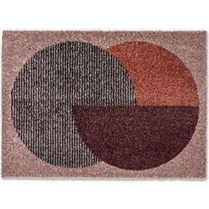 Schöner Wohnen Kollektion Manhattan antislip schoonloopmatten - wasbare tapijtloper - duurzame vuilvangmatten - (Semi-Circle beige-terracotta, 67 x 100 cm)