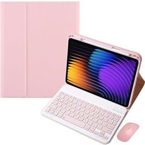 EHLCYS Keyboard Case for Xiaomi Pad 7 / Pad 7 Pro 11,2 inch 2024, Magnetisch Afneembaar Bluetooth QWERTY Toetsenbord, Ultradunne PU Leren Multi-Angle Zachte TPU Achterkant Met Penhouder En Muis,Roze