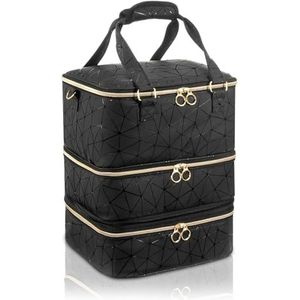 Focenat Nagellak opslag, groot tas voor 84 nagellak, cosmetische tas voor nail design accessoires en nagellamp, zwart, L