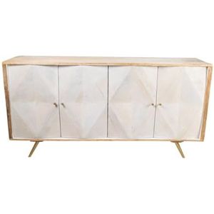 Romimex Sideboard, wit, naturel, mangohout, 41 x 77 x 152 cm