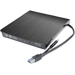 2-in-1 USB-C Externe 6X 3D Blu-ray Burner Speler Drive, voor Asus ZenBook Pro Duo 14 13 15 Due Bro Flip S TUF FX 505 DT VivoBook 15 S15 Gaming Laptop, BD-R BD-RE DL 50GB 100GB 8X DVD-RW Writer