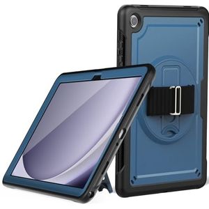 V-MOTA 11"" Flat Protect Compatibel met Samsung Galaxy Tab A9+ / A9 Plug 2023 Release, SM-X210 SM-X216 SM-X218, Leuke Silicone, Draagbare 360 graden draaibare elastische band (marineblauw)
