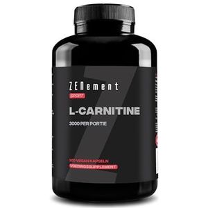 L-Carnitine 3000 mg – 180 Capsules met Hoge Dosering – Voor een Actieve Levensstijl – Vegan Capsules, Vrij van Gluten, Lactose en Soja – Sport Supplement – Zenement