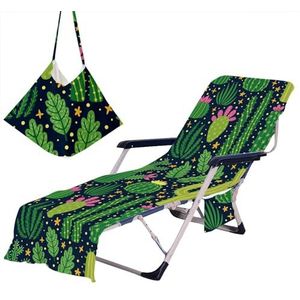 Strandstoel Handdoek Microfiber Chaise Lounge Stoel Handdoekhoes for Zonnebaden Tuin Strand Hotel, Buiten, Patio Tuin, Gemakkelijk mee te nemen, Geen glijden(Color:Cactus 1)