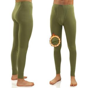 Sesto Senso Heren Thermische Lange Onderbroek Katoen 100% Warm Lichtgewicht Ondergoed Functionele Leggings Base Layer Bottom, Olijfgroen, S