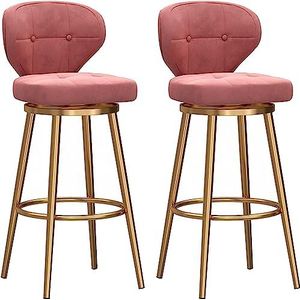 Barkruk Barstoelen Barkrukken Met Fluwelen Rugleuning Draaibare Hoge Stoelen Met Ronde Voetsteun En Gouden Poten Moderne Eetkamerstoelen Keuken Barkrukken Barkrukken Keukenstoelen (Color : Rosa, Siz