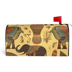 GTKSYNVE Afrika Olifant Brievenbushoezen Magnetische Standaard Grootte 25,5 x 21 inch Decoratieve Brievenbus Wraps Waterdichte Post Brievenbus Cover Gepersonaliseerde Brievenbus Covers voor Tuin