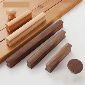 ROBAUN Walnoot houten handvat lade knoppen keuken kasten trekt lange handgrepen kasten en laden dressoir knoppen kledingkast pull 1 stuk (kleur: walnoot 128 mm)