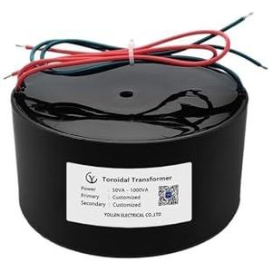 MECQMUIYG Aangepaste hars 100 VA ringkerntransformator 100 W koperen cirkel ringspanning 220 V naar 12 V/18 V/24 V waterdicht IP67 (aangepaste voltage, speciaal)