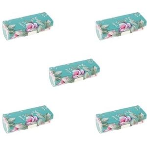 Lederen sieraden make-up lippenstift houder case met spiegel blauw, 5 Set (Blauw), as described, als beschrijving