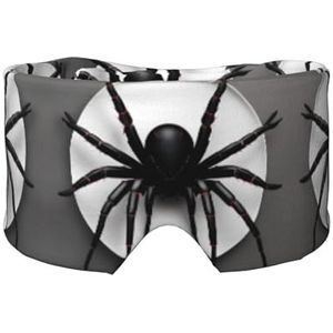 Zwarte Spider Print Slaap Oog Oor Masker Zachte en Comfortabele Oogblinder Blinddoek Schaduw Voor Mannen Vrouwen