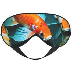 Zijde als HD Koi Fish Print Zachte Slaap Oogmasker Comfortabele Blinddoek Verstelbare Oogmasker voor Slaap