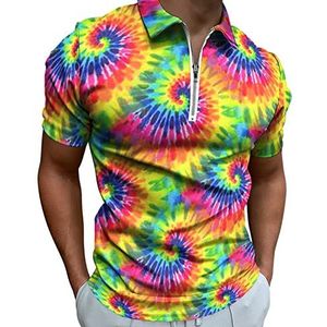 Vortex Tie Dye Half Zip-up Polo Shirts Voor Mannen Slim Fit Korte Mouw T-shirt Sneldrogende Golf Tops Tees 2XL