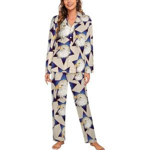 US Bald Eagle Pyjama Sets Met Lange Mouwen Voor Vrouwen Klassieke Nachtkleding Nachtkleding Zachte Pjs Lounge Sets