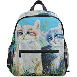 Abstracte kat peuter rugzak boekentas mini schoudertas voor 1-6 jaar reizen jongens meisjes kinderen met borstband clip fluitje