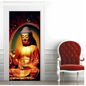 Deurstickers Boeddha PVC Zelfklevende Deursticker Yogakamer Meditatie Muurschildering Behang Waterdichte Woonkamer Slaapkamer (Kleur : I, Grootte : 85x215cm)