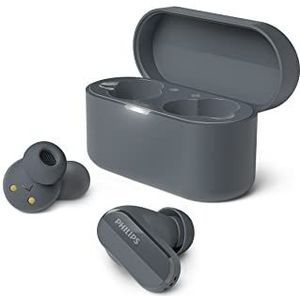 Philips TAT3508BK/00 True Wireless Hoofdtelefoon | Natuurlijk Geluid Siliconen Oordopjes | Ruisonderdrukking | Tot 21 Uur Speeltijd | Bluetooth | Microfoon | USB-C-kabel | IPX4 Waterbestendig | Zwart