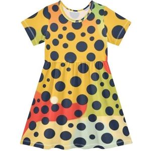 LI ZHI XIN Meisjesjurk kinderen zomer korte mouw ronde hals casual jurken voor leeftijd 2-8 luipaardprint, Meerkleurig, 2 jaar