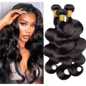 Huarisi Body Wave 3 Bundles (20 22 24 inch), Brazilian Human Hair Body Wave Weaves, 10A Unprocessed Wavy Virgin Hair Bundles Real Hair Extensions for Black Women Sew in Double Weft