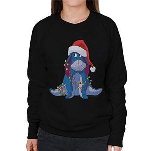 Disney Christmas Eeyore Tangled In Festive Lights Sweatshirt met capuchon voor dames, Zwart, L