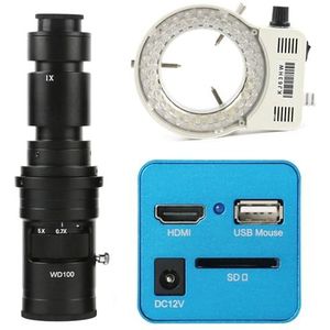 1080P Sensor IMX307 Industriële Digitale Video Microscoop Camera C Mount Camera SD Disk Video Recorder Meten Camera(500x lens with Light)