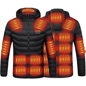 Verwarmd vest for dames heren, 19 verwarmingszones verwarmde jas bodywarmer gilet, elektrisch USB verwarmingsjack for de winter Outdoor winterskiën jagen wandelen motorfiets (Color : Black, Size : 5