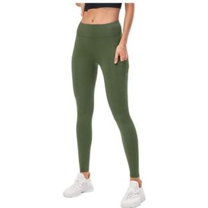 Panty's Vrouwen Herfst Winter Fluwelen Sport Yoga Broek Elastic Thicken Hoge Taille Leggings Warm Skinny Gym Running Panty Training Kleding Panty Voor Dames(Color:Army-green,Size:S)