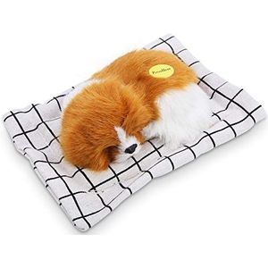 Pluche gevulde puppy's, levendig 6,9 X(Yellow and white gingham mat sleeping dog)