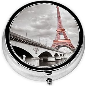 Tower Paris Mini Fashion Ronde Pillendoos,Reispillendoos Draagbare EHBO-pillendoos, geschikt voor de portemonnee zak