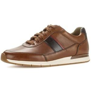 Pius Gabor Lage sneakers voor heren, lage schoenen, gecertificeerd leer, verwisselbaar voetbed, Superflex-zool, kurk-tussenzool, Cognac Denim Red 02, 42.5 EU