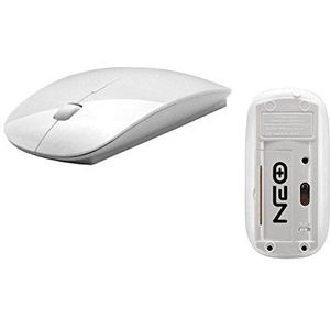Slanke draadloze mini optische muis met usb-ontvanger 2.4G voor laptops/desktop PC XP/Vista/Windows 7/Windows 10/Macintosh. Dubbelzijdig bord - witte kleur in glanzende afwerking. Ik ben UK verkoper!
