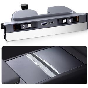 DGXWLLW USB-hub voor Tesla Model Y Juniper 2025 2026 Model 3 Highland 2024 2025 met schuifdeksel, 119 W Dual Type-C Intrekbare Kabels Multi Poorten Snelle Oplader Fit Center Console Docking Station