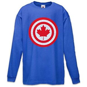 Urban Backwoods Captain Canada Kinder Kids T-Shirt Met Lange Mouwen Blauw Maat 10 Jaar