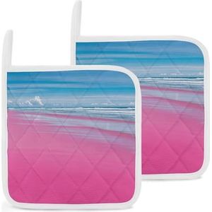 Pannenlappen, set van 2 keukenpannenlappen, strandoven, hete pads met ophanglussen, resistente pannenlappen, oven, hete pads voor keuken, koken, bakken, barbecue