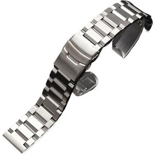 Jeniko 18/19/20/21/22/23/24/25mm Solid Rvs Horlogeband Metalen Vouwsluiting Mannen Vrouwen Armband Accessoires (Color : Silver, Size : 24mm)