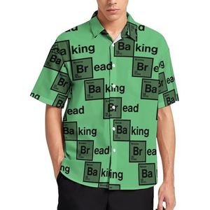 Bakken Brood Chemicals Zomer Heren Shirts Casual Korte Mouw Button Down Blouse Strand Top met Pocket 3XL
