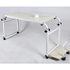 Tafels boven het bed, laptoptafel in hoogte verstelbaar met wielen Lade met planken Verwijderbare standaard Hefbare beugel MDF-materiaal Bureau(Color:A)