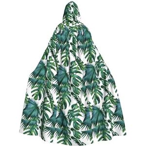 NEZIH Groene bananenbladeren carnaval cape met capuchon voor volwassenen, heks en vampier cosplay kostuum mantel, geschikt voor carnavalsfeesten, 190 cm