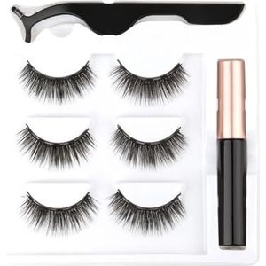 UAMOU 3/5/10pairs Magnetische Wimpers 3D nertsen Wimpers Langdurige Magneet Vloeibare Eyeliner & Pincet Set Natuurlijke valse Wimper Make-Up Kit Cheerfully (Color : 6D-08)