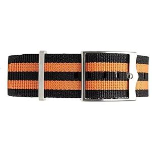 Horlogebandjes voor mannen en vrouwen, horlogeband 22 mm nylon horlogeband armbandaccessoires for klassiek analoog horloge, quartz horloge met wijzerplaat (Color : Black with Orange Silvery Clasp, S