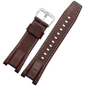 Leren band geschikt for CASIO GST-S100g / S110 / S130l / W100G / W110 / 210B / 400G / 410 / B100 / W300 polsbandaccessoires 26x14mm(Brown Leather,26x14 Silver Buckle)