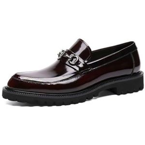 SFSSWSRYDF Heren Loafers Mocassins Slip-On Driving Business Schoenen Formele Kledingschoenen,Wine red,38 EU