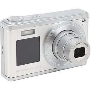 Digitale Camera Autofocus 4K Digitale Camera met Dubbele Zoom, Vlogcamera met 2,88 Inch IPS-scherm, Retro Mini-compactcamera, Smileygezichtsopname (Zilver)