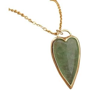 Elegant Labradorite Stone Pendant Necklace with Gold Chains - Women's Jewelry Gift (Color : Green Strawberry)