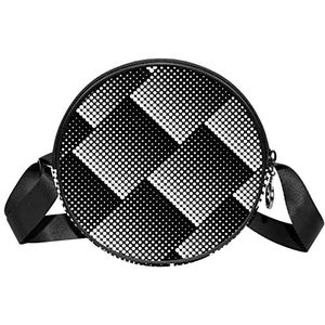 Halftone ontwerp in zwart-wit stippen patroon crossbody tas messenger tas portemonnee voor vrouwen, Meerkleurig, 6.7x6.7x2.3 in, Sling Rugzakken