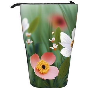 OUSIKA Staande Lente Bloem Etui Leuke Potlood Tas Telescopische Potlood Pouch Pop Up Pen Houder Make-up Tas Voor Gift, Zwart, Eén maat, Munten Pouch